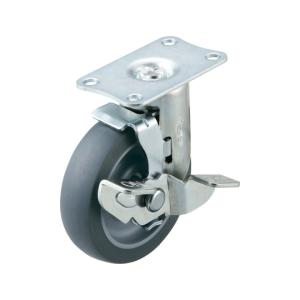 サイレンス型キャスター 自在車プレート式 ストッパー付 ユーエイ EF-75ELSBDS (62-9798-79)の商品画像