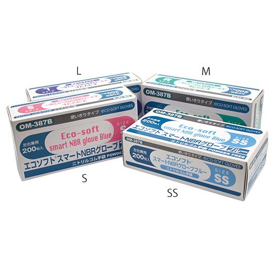 エコソフト R スマートニトリルグローブ ブルー M 1箱 200枚入 オカモト OM-387B M...