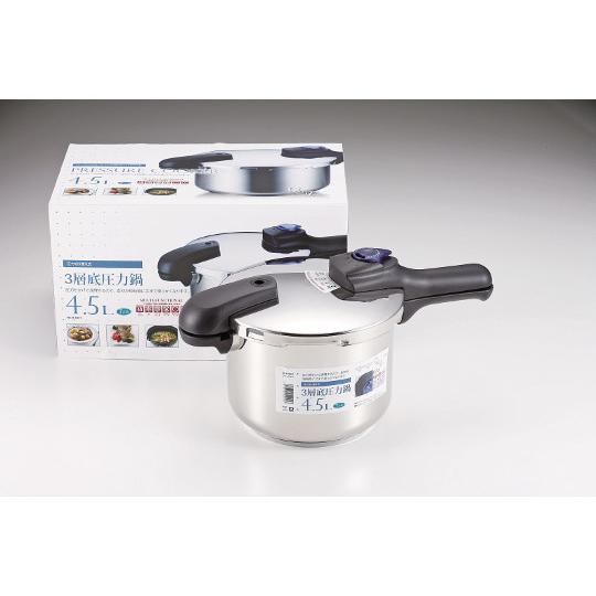 クイックエコ 3層底切り替え式圧力鍋 4.5L パール金属 H-5041 (63-2752-32)