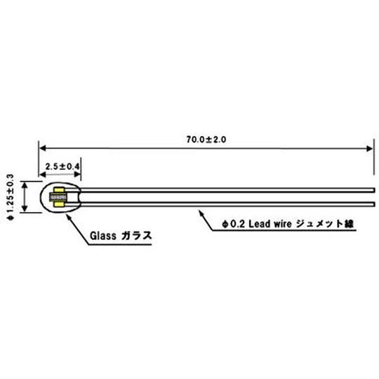 NTサーミスタ 高耐熱、高感度ガラス封止サーミスタ SEMITEC 104NT-4-R025H42G...