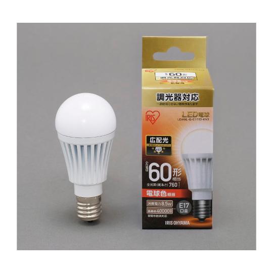 アイリスオーヤマ LED電球 広配光 調光 60形相当 電球色 LDA9L-G-E17/D-6V3 ...