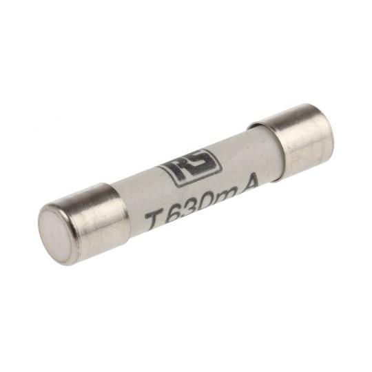 セラミック管ヒューズ 630mA タイムラグ 6.3x32mm 500V ac 1袋 10個入 RS...