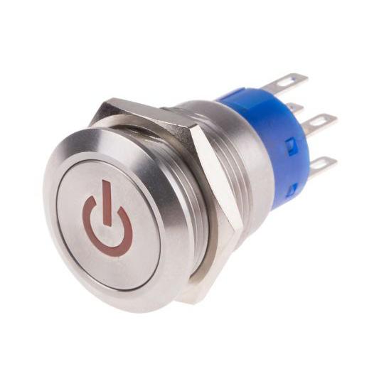 プッシュボタンスイッチ 双極双投 DPDT 5 00 AM モーメンタリ パネルマウント RS Pr...