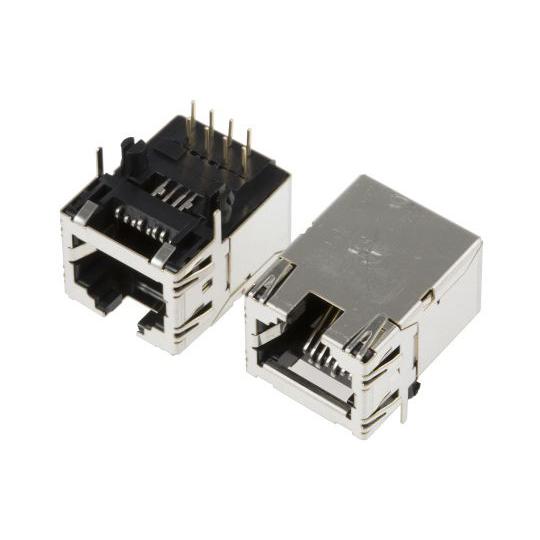 RJ45 モジュラーコネクタ 8P8C極 Cat5e ライトアングル スルーホール メス 1袋 (5...