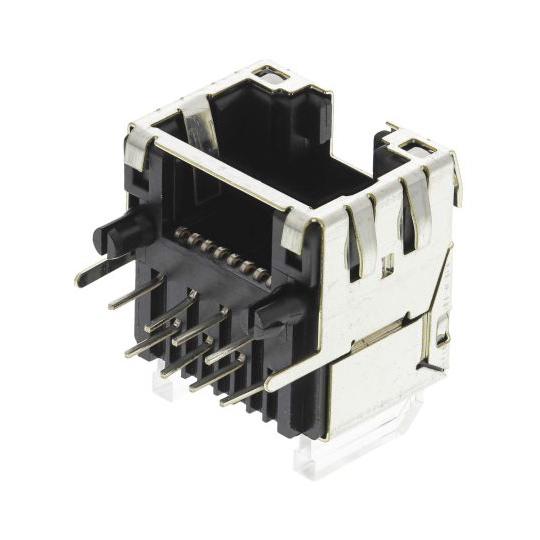 RJコネクタ 8P8C極 Cat5e ライトアングル スルーホール パネルマウント メス