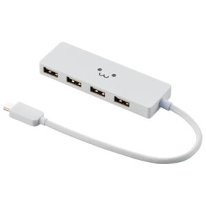 エレコム USB Type-C接続4ポートUSB2.0ハブ ホワイトフェイス U2HC-A429BWF (63-7884-86)の商品画像