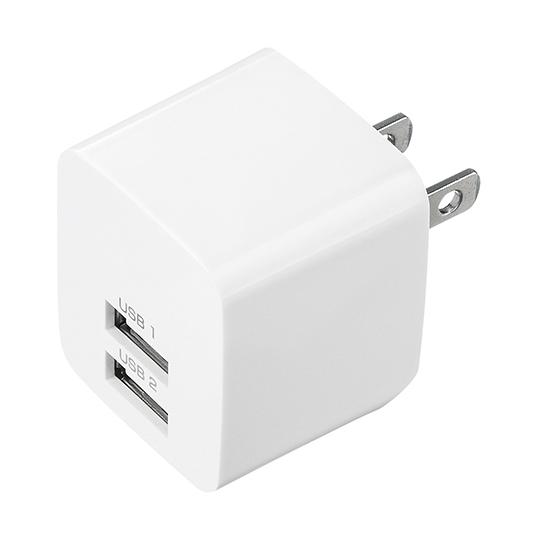 USB充電器 2ポート 合計2.4A ホワイト サンワサプライ ACA-IP44W (64-0896...
