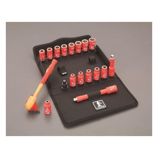 3/8"DR 絶縁ソケットレンチセット エスコ EA560WP-100 (64-2228-52)