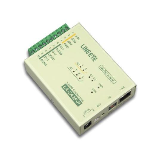 LAN接続型IOユニット アナログ出力2点/ドライ接点入力3点 ラインアイ LA-2A3P-P (6...