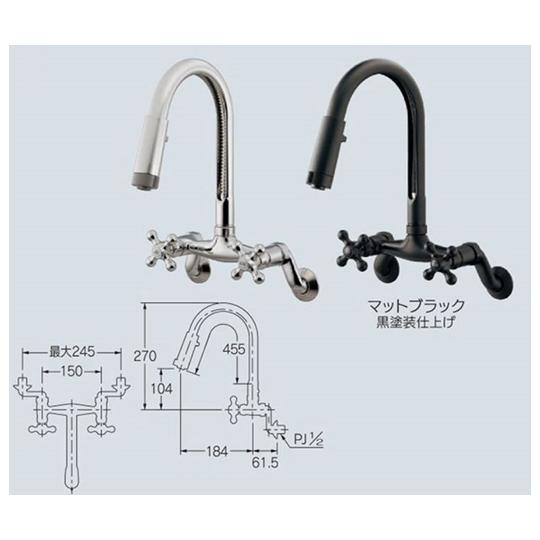 2ハンドル混合栓 シャワーつき カクダイ 124-108 (64-6482-14)
