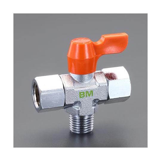 R 1/4"xRc1/4" ミニボールバルブ 3方 EA425BM-2 (64-7847-92)