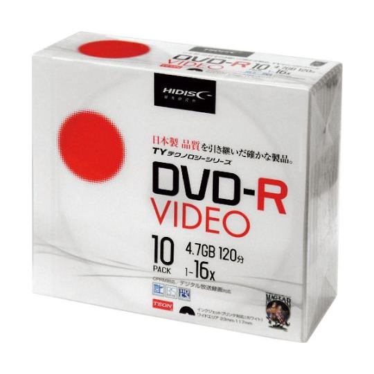 DVD-Rビデオ用 10枚パック 磁気研究所 TYDR12JCP10SC (64-8755-96)