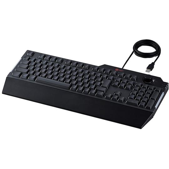 ゲーミングキーボード メンブレン式 着脱式リストレスト付 ボリュームダイヤル付 フルキー 有線 ブラ...