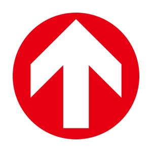 日本緑十字社 階段蹴込み板用標示ステッカー 矢印 STPS-9 赤 100×100mm 4枚組 エンビ 404109 (64-9301-09)の商品画像