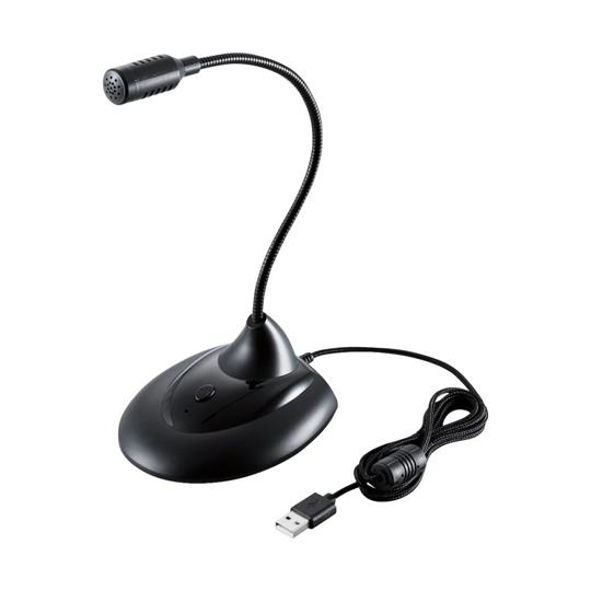 スタンドマイク フレキシブルアーム ミュートボタン付き LED搭載 USB-A ブラック エレコム ...