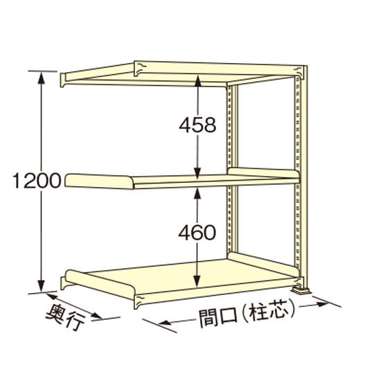 中量ラック アイボリー 3段 連結 荷重300kg/段 1200×900×450mm 扶桑金属工業 ...