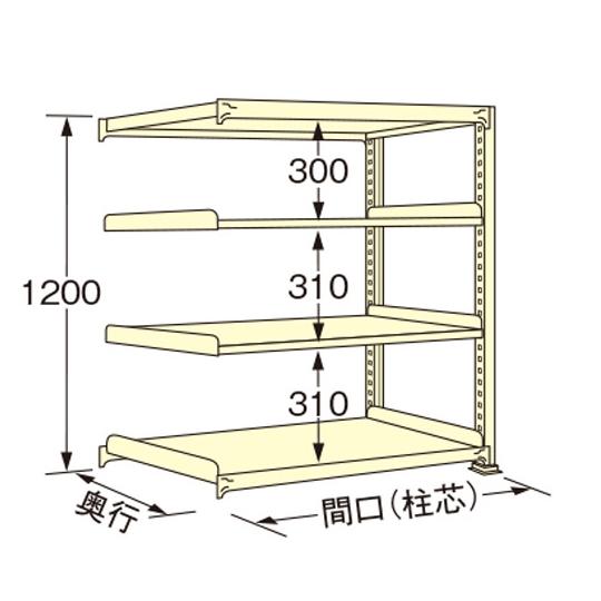 中量ラック アイボリー 4段 連結 荷重250kg/段 1200×1490×600mm 扶桑金属工業...