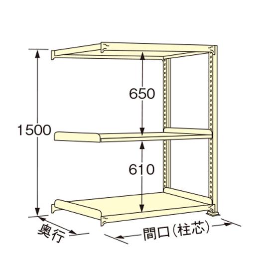 中量ラック アイボリー 3段 連結 荷重250kg/段 1500×1490×900mm 扶桑金属工業...