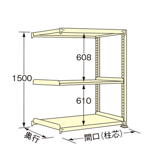中量ラック アイボリー 3段 連結 荷重500kg/段 1500×900×600mm 扶桑金属工業 ...