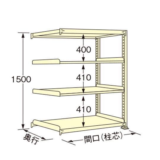 中量ラック アイボリー 4段 連結 荷重200kg/段 1500×1490×300mm 扶桑金属工業...