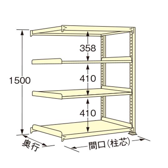 中量ラック アイボリー 4段 連結 荷重500kg/段 1500×1200×600mm 扶桑金属工業...