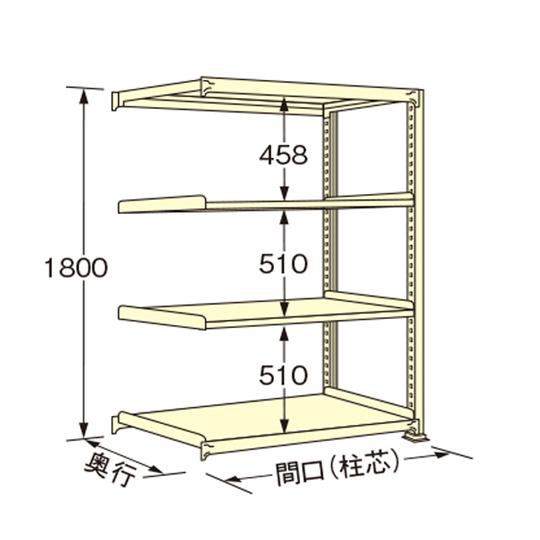 中量ラック アイボリー 4段 連結 荷重300kg/段 1800×1800×900mm 扶桑金属工業...