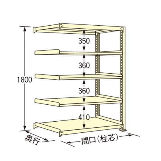 中量ラック アイボリー 5段 連結 荷重200kg/段 1800×1190×600mm 扶桑金属工業...