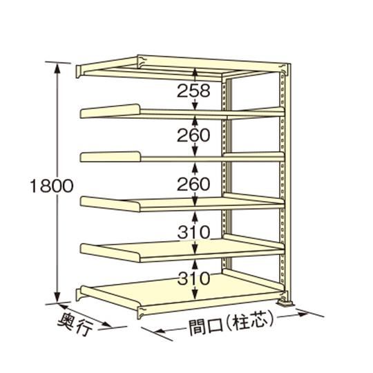 中量ラック アイボリー 6段 連結 荷重500kg/段 1800×900×750mm 扶桑金属工業 ...