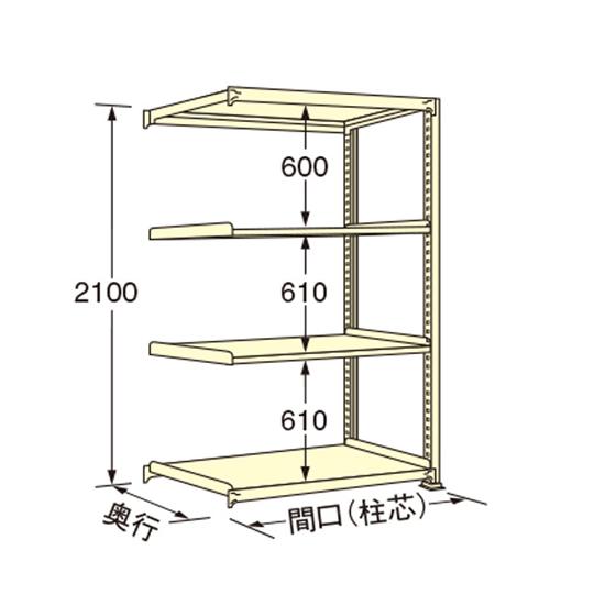 中量ラック アイボリー 4段 連結 荷重250kg/段 2100×890×900mm 扶桑金属工業 ...