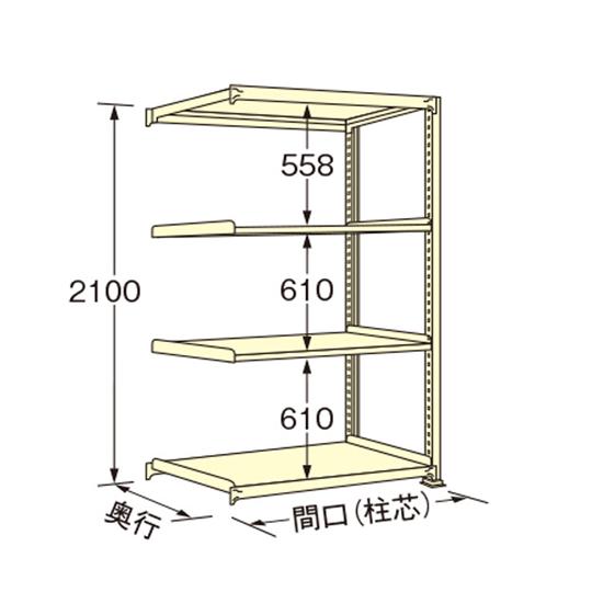 中量ラック アイボリー 4段 連結 荷重300kg/段 2100×1800×600mm 扶桑金属工業...