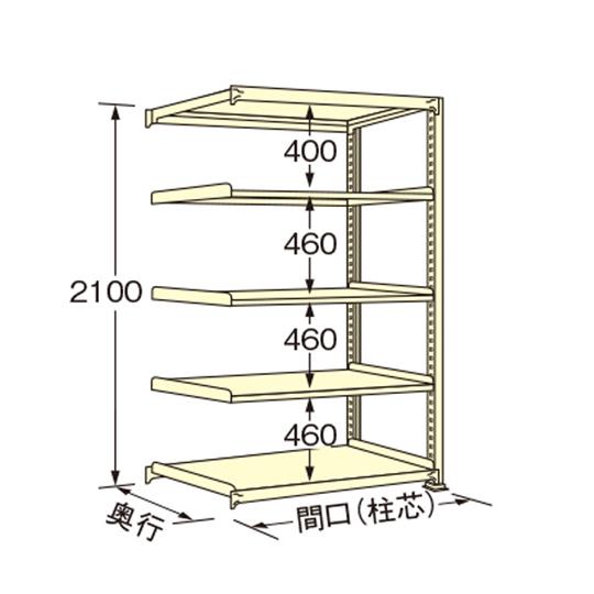中量ラック アイボリー 5段 連結 荷重250kg/段 2100×890×900mm 扶桑金属工業 ...