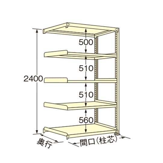 中量ラック アイボリー 5段 連結 荷重250kg/段 2400×890×600mm 扶桑金属工業 ...