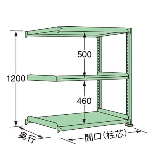 中量ラック グリーン 3段 連結 荷重200kg/段 1200×1790×600mm 扶桑金属工業 ...