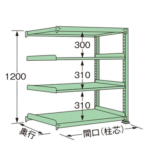 中量ラック グリーン 4段 連結 荷重250kg/段 1200×1190×600mm 扶桑金属工業 ...