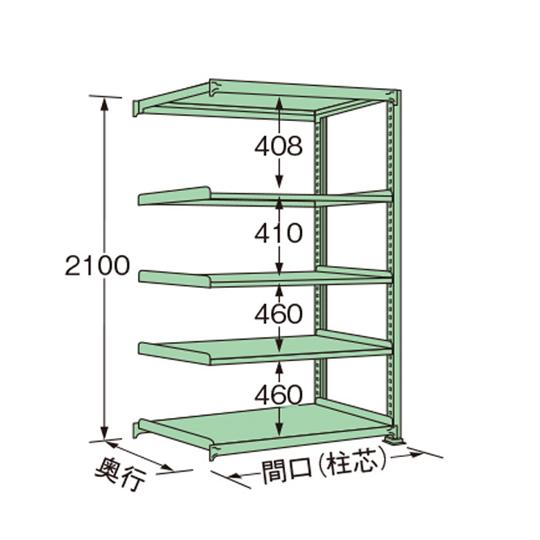 中量ラック グリーン 5段 連結 荷重300kg/段 2100×900×750mm 扶桑金属工業 M...