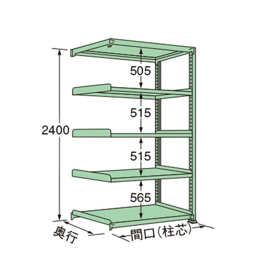 中量ラック グリーン 5段 連結 荷重150kg/段 2400×1190×300mm 扶桑金属工業 ...