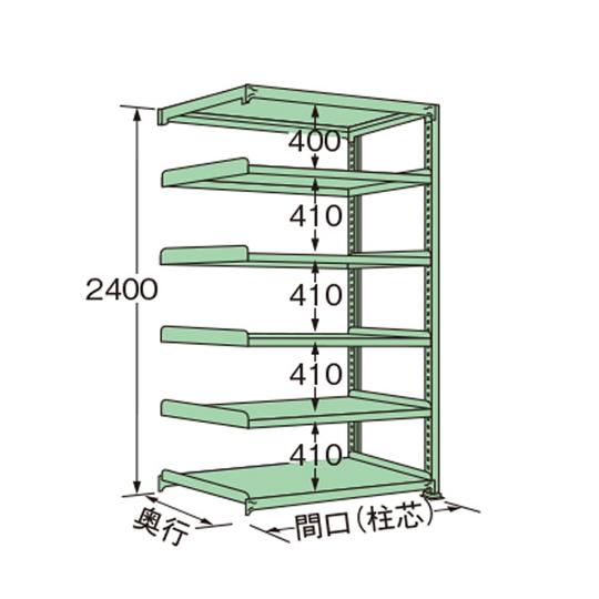 中量ラック グリーン 6段 連結 荷重200kg/段 2400×890×600mm 扶桑金属工業 M...