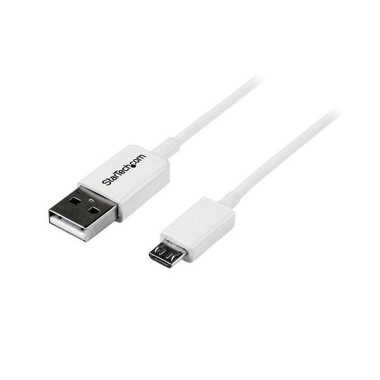 USBマイクロB ケーブル 1m ホワイト Type-A オス - Micro-B オス  (65-...