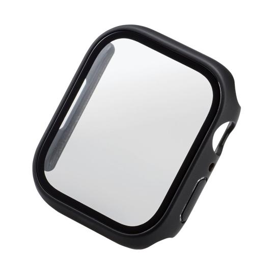 Apple Watch series7 45mm用フルカバーケース プレミアムガラス 高透明 ブラッ...