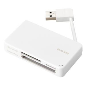 メモリリーダライタ ケーブル収納タイプ USB3.0対応 ケーブル6cm SD+microSD+CF対応 ホワイト MR3-K303WHの商品画像