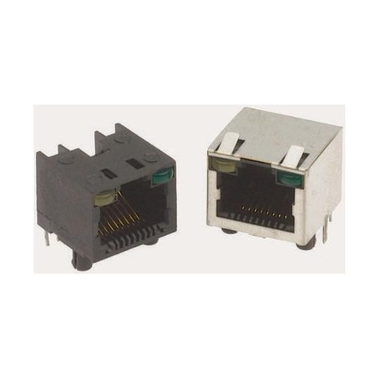RJ45 モジュラーコネクタ メス RJ45コネクタ スルーホール Amphenol ICC RJH...
