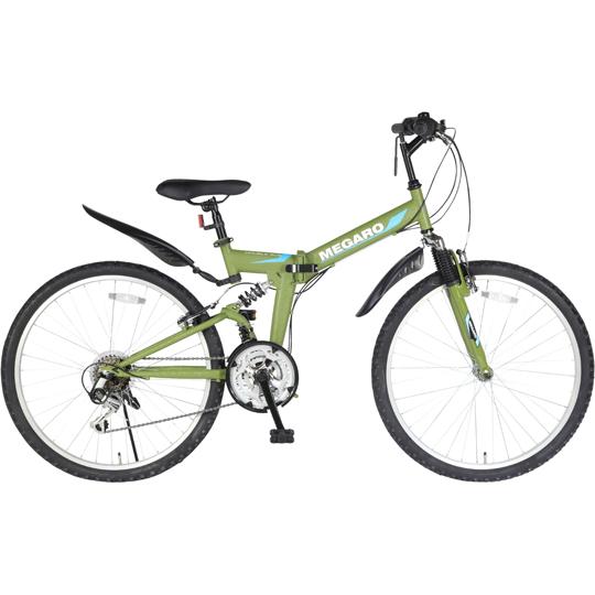防災サイクル 26型18段変速・Wサス付ノンパンク折り畳みMTB カーキ 東部 FD-MT2618-...
