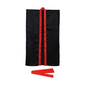 アーテック ソフトサテンロングハッピ L 黒/赤襟 ハチマキ付 14450 (65-9021-86)の商品画像