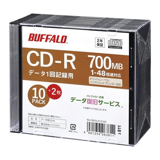 光学メディア CD-R PCデータ用 700MB 法人チャネル向け 10枚+2枚 RO-CR07D-...