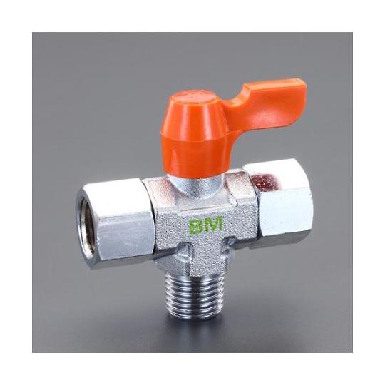 R 1/8"xRc1/8" ミニボールバルブ 3方 EA425BM-1 (65-9253-92)