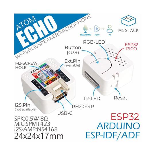 ATOM Echoスマートスピーカー開発キット M5Stack M5STACK-C008-C (67...