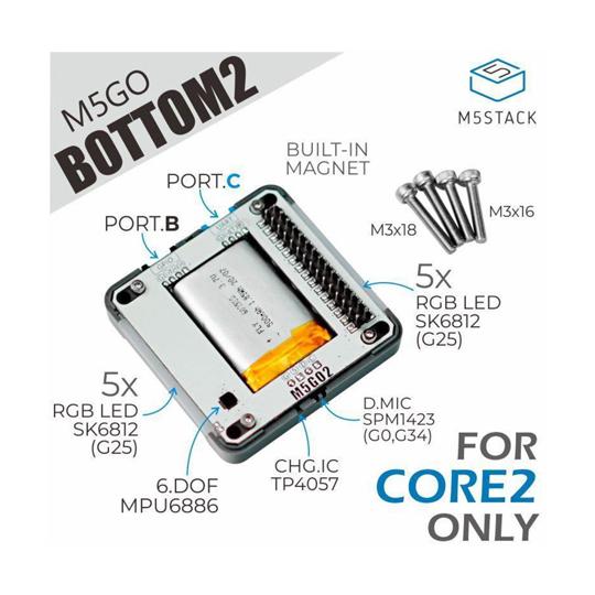 M5GO Bottom2 - M5Stack Core2用バッテリーボトム M5Stack M5ST...