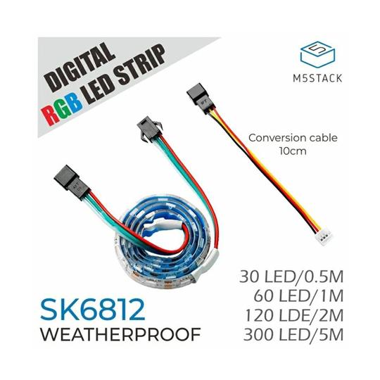 SK6812搭載 防水RGB LEDテープ 50cm、LED30個 M5Stack 6914 M5S...