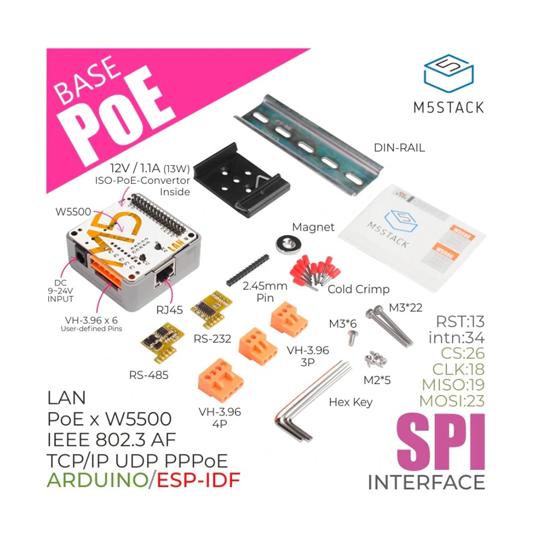 M5Stack用LANモジュール W5500搭載、PoE対応 M5Stack M5STACK-K01...