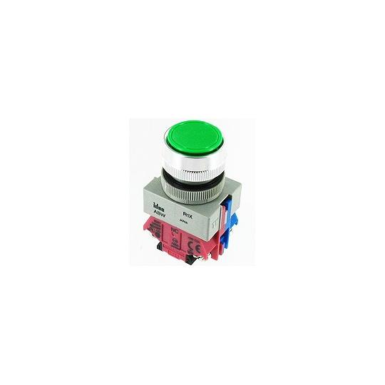 IDEC 平形押しボタンスイッチ φ22 モーメンタリー形/1a-1b接点 緑 ABW111G (6...